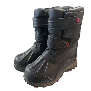 L.L.Bean Kids Insulated Waterproof Snow Boots Black/Red‎ Size 12